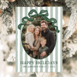 Whimsical Hand Drawn Coquette Bow Family Photo Holiday Card<br><div class="desc">💚🎀 Celebrate the season in style with our Hand Drawn Coquette Bow Frame Stripe Holiday Photo Card! Featuring soft sage-green watercolor stripes and an elegant hand-drawn bow frame, this festive design captures the perfect blend of modern charm and vintage coquette elegance. Personalize it easily with your favourite family photos, names,...</div>