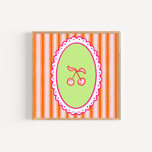 Whimsical Hand-Drawn Coquette Cherries Art Poster