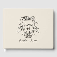 Whimsical Hand drawn Crest Cream Guest Book