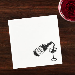 Whimsical Hand Drawn Custom Wine Bottle Wedding Napkin