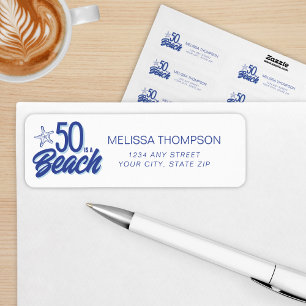 Whimsical Hand Drawn Doodle 50th Beach Birthday