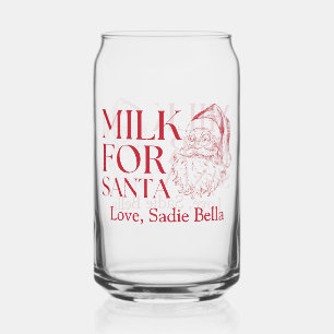 Whimsical Hand Drawn Doodle Milk For Santa Can Glass