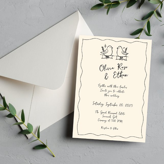 Whimsical Hand-Drawn / Doodle Wedding Invitation (Creator Uploaded)