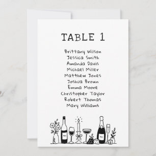 Whimsical Hand Drawn Doodle Wedding Seating Chart Invitation