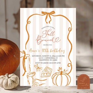Whimsical Hand Drawn Fall Brunch Birthday Invitation