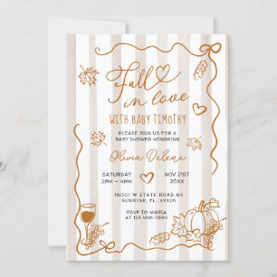 Whimsical Hand Drawn Fall In Love Baby Shower  Invitation