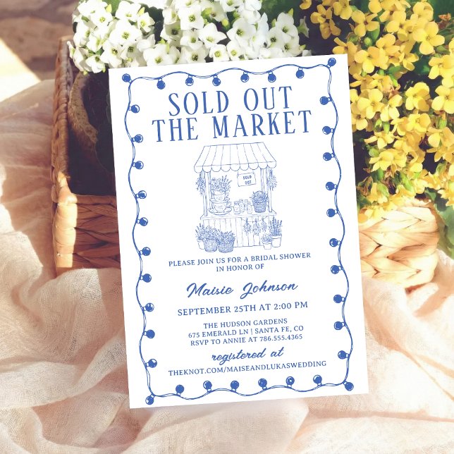 Whimsical Hand Drawn Flower Market Bridal Shower Invitation (Creator Uploaded)