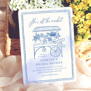 Whimsical Hand Drawn Flower Market Bridal Shower Invitation