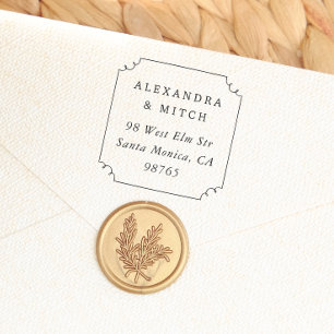 Whimsical Hand Drawn Frame Name & Return Address Self-inking Stamp