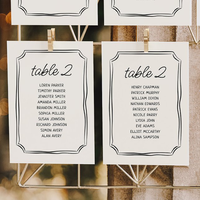 Whimsical Hand Drawn French Seating Chart Cards (Creator Uploaded)