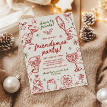 Whimsical Hand Drawn Friendsmas Christmas Party