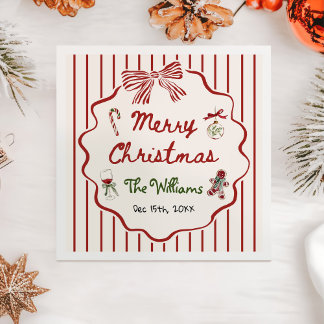 Whimsical Hand Drawn Friendsmas Christmas Party Napkin