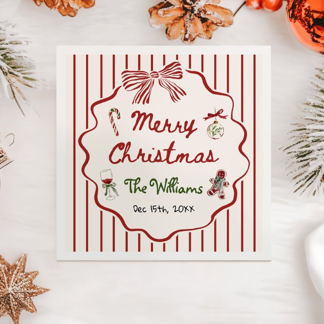Whimsical Hand Drawn Friendsmas Christmas Party Napkin (Creator Uploaded)