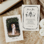 Whimsical Hand Drawn Fun Quirky Wedding Photo Thank You Card<br><div class="desc">Whimsical Hand Drawn Quirky Wedding Photo Thank You Cards</div>