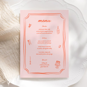 Whimsical Hand Drawn Fun Retro Wedding Menu