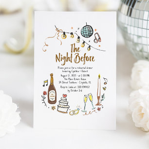 Whimsical Hand Drawn Funky Rehearsal Dinner Invitation