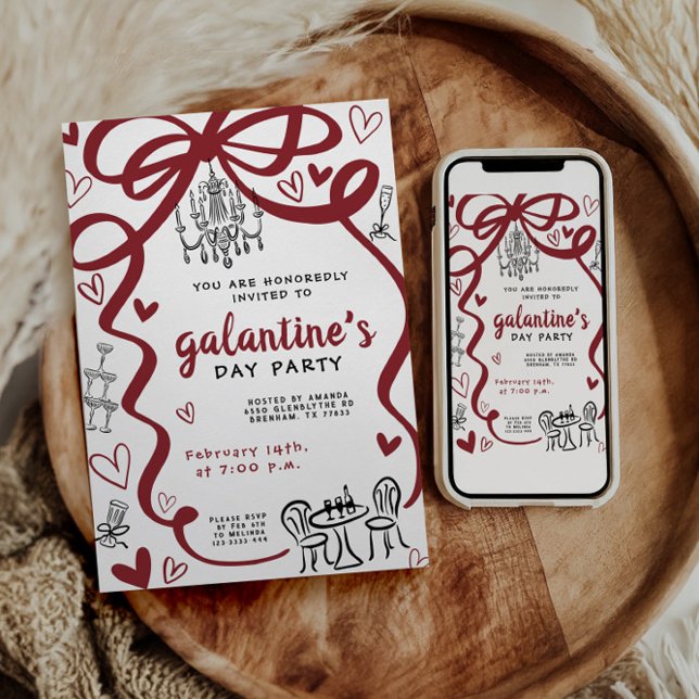 Whimsical Hand Drawn Galentines Party Invitation (Creator Uploaded)