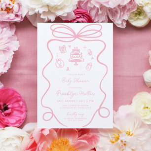 Whimsical Hand Drawn Girl Baby Shower Invitation