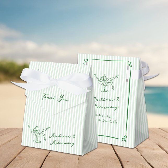 Whimsical Hand Drawn Green Martinis & Matrimony Favor Box (Creator Uploaded)