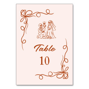 Whimsical Hand Drawn Halloween Bridal Shower Table Number