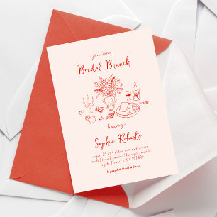 Whimsical Hand Drawn Handwriting Bridal Brunch Invitation