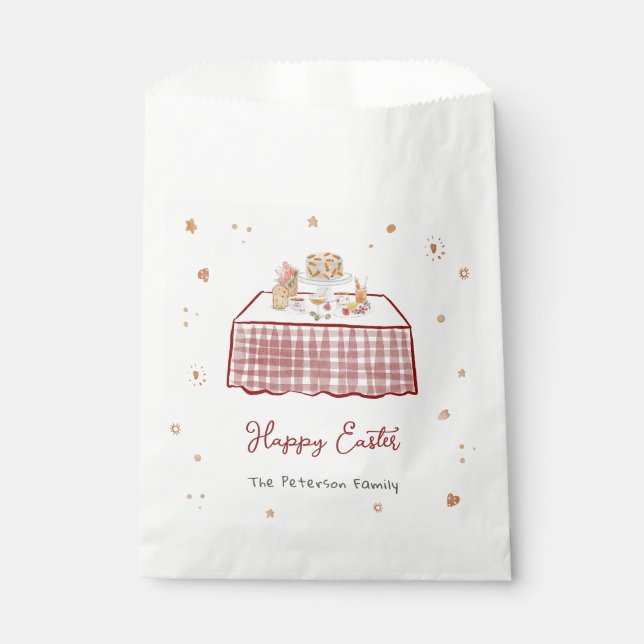 Whimsical Hand Drawn Happy Easter Favour Bag (Front)