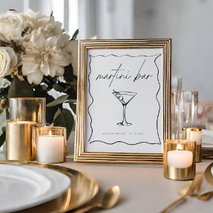 Whimsical Hand-Drawn Illustration Martini Bar Sign