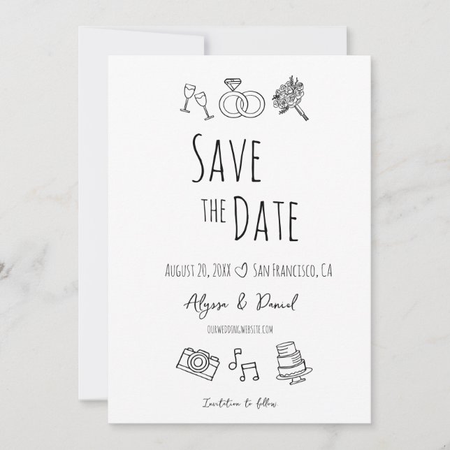 Whimsical Hand Drawn Minimal Black White Unique (Front)