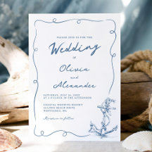 Whimsical Hand Drawn Nautical Anchor Wedding 