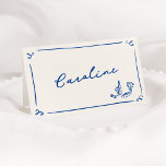Whimsical Hand Drawn Navy Place Card<br><div class="desc">This adorable design features hand drawn elements and a whimsical bold text. Make sure to choose "no envelopes" and you can fold these at home yourself!</div>