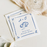 Whimsical Hand Drawn Navy Vintage Car Wedding Napkin<br><div class="desc">This adorable design features hand drawn elements and a whimsical bold text.</div>