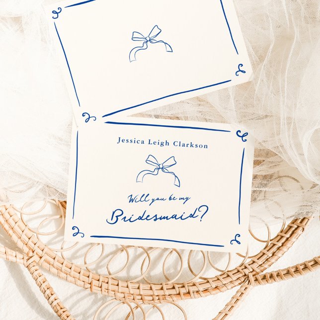 Whimsical Hand Drawn Navy Will You Be My? Invitation (Creator Uploaded)
