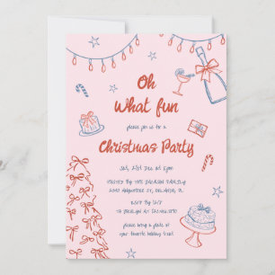 Whimsical Hand Drawn Oh What Fun Christmas Party  Invitation