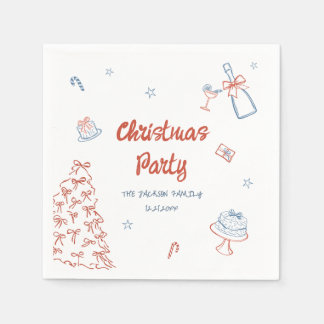 Whimsical Hand Drawn Oh What Fun Christmas Party Napkin