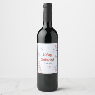 Whimsical Hand Drawn Oh What Fun Christmas Party  Wine Label