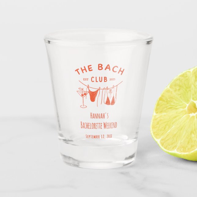 Whimsical Hand Drawn Orange Cocktail Bachelorette Shot Glass (Front)