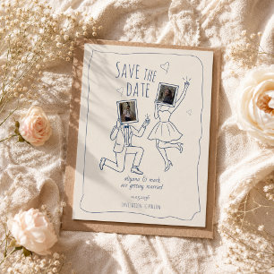 Whimsical Hand Drawn Photo Doodle Save The Date