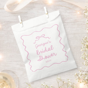 Whimsical Hand Drawn Pink Bow Bridal Shower Favour Bag