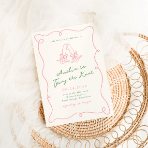 Whimsical Hand Drawn Pink & Green Bridal Shower Invitation