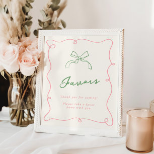 Whimsical Hand Drawn Pink & Green Favours Poster