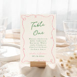 Whimsical Hand Drawn Pink & Green Table Number<br><div class="desc">This adorable design features hand drawn elements and a whimsical bold text.</div>