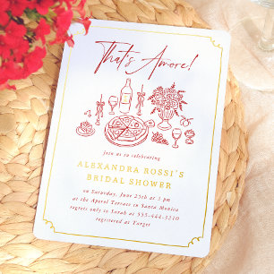 Whimsical Hand Drawn Pizza & Wine Bridal Shower