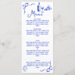 Whimsical Hand Drawn Pizza & Wine French Blue Menu<br><div class="desc">Whimsical Hand Drawn Pizza & Wine French Blue Menu</div>