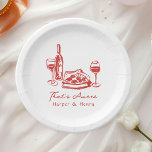 Whimsical Hand Drawn Pizza Wine Wedding Paper Plate<br><div class="desc">Add a playful touch to your wedding celebration with these "That's Amore" Pizza & Wine Paper Plates! Featuring hand-drawn illustrations of delicious pizza slices and wine glasses, these plates are perfect for couples who want to incorporate a fun, foodie vibe into their special day. The whimsical design paired with romantic...</div>