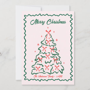 Whimsical Hand Drawn Quirky Merry Christmas Photo  Holiday Card