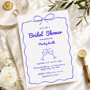 Whimsical Hand Drawn Quirky Modern Bridal Shower Invitation