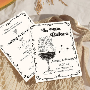 Whimsical Hand Drawn Quirky The Night Before Invitation