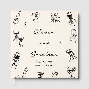 Whimsical Hand Drawn Quirky Wedding Guest Book
