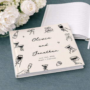 Whimsical Hand Drawn Quirky Wedding Guest Book