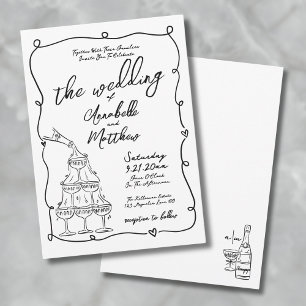 Whimsical Hand Drawn Quirky Wedding Invitation